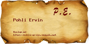 Pohli Ervin névjegykártya